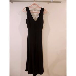 Lush Women's Black Sleeveless Wide Leg V Neck‎ Jumpsuit Tie Back Size M